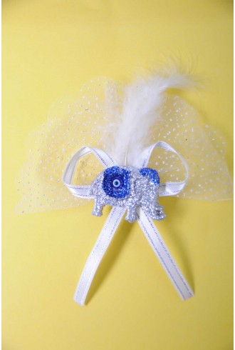 Beyaz Kurdeleli Gümüş Fil Figürlü Sünnet Şekeri Beyaz Kurdeleli Gümüş Fil Figürlü Sünnet Şekeri