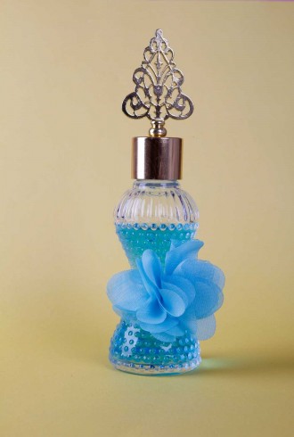 Kapak Motifli Mavi Güllü Kolonyalı Şişe Sünnet Şekeri