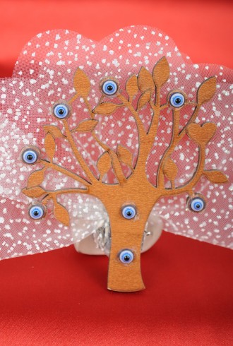 Kahve Ağaç Nazar Boncuklu Sünnet Şekeri