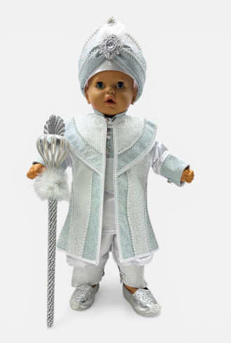 Bebek Sünnet Takımı Beyaz Turkuaz Desenli