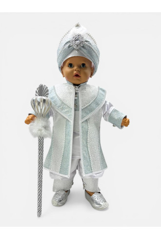 Bebek Sünnet Takımı Beyaz Turkuaz Desenli