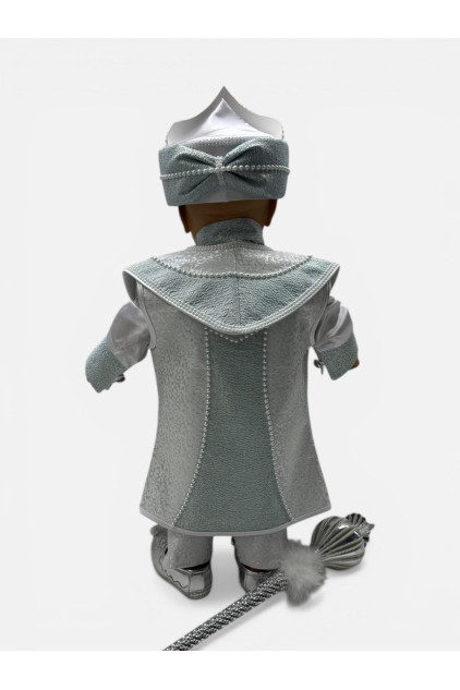 Bebek Sünnet Takımı Beyaz Turkuaz Desenli