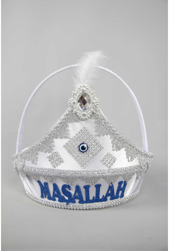 Keçeli Maşallah Yazılı Beyaz Sünnet Sepeti
