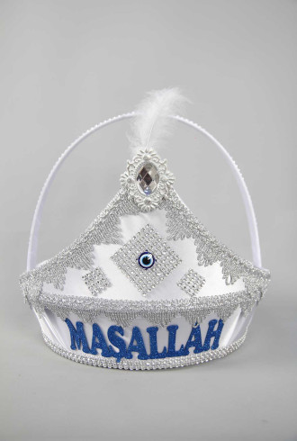 Keçeli Maşallah Yazılı Beyaz Sünnet Sepeti Keçeli Maşallah Yazılı Beyaz Sünnet Sepeti