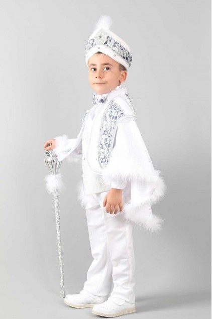 Can Pelerinli Beyaz Lacivert Sünnet Kıyafeti