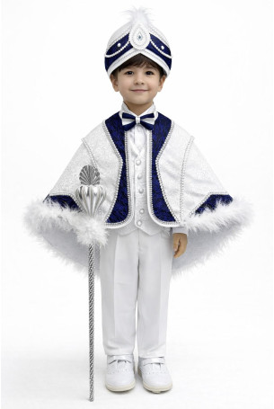 İnci Pelerin Beyaz Lacivert Sünnet Takımı