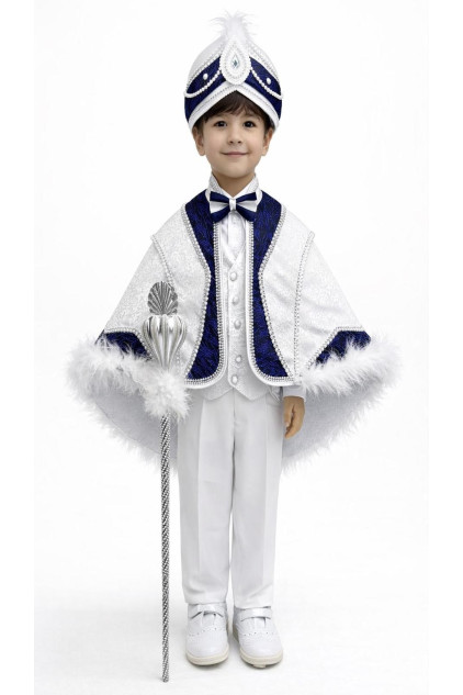 İnci Pelerin Beyaz Lacivert Sünnet Takımı