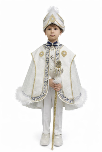 Tüllü Şah Pelerin Krem Lacivert Sünnet Takımı