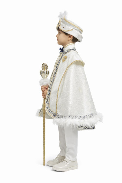 Tüllü Şah Pelerin Krem Lacivert Sünnet Takımı