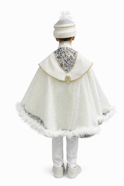 Tüllü Şah Pelerin Krem Lacivert Sünnet Takımı