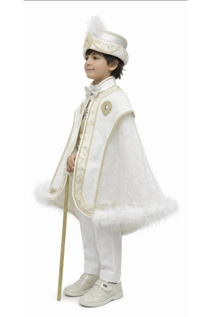 Tüllü Şah Pelerin Krem Altın Sünnet Takımı