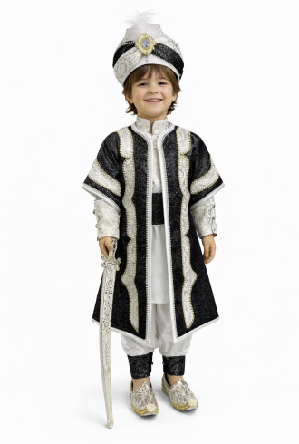 Desenli Şehzade Kahve Koyu Krem Sünnet Takımı