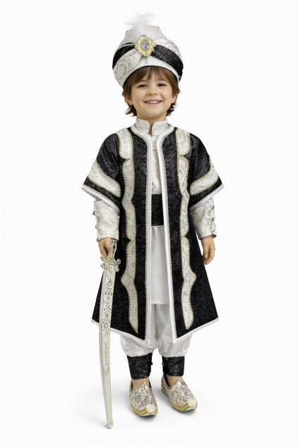 Desenli Şehzade Kahve Koyu Krem Sünnet Takımı