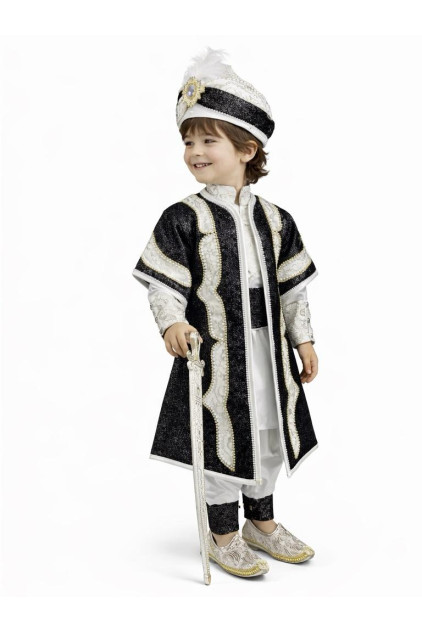 Desenli Şehzade Kahve Koyu Krem Sünnet Takımı