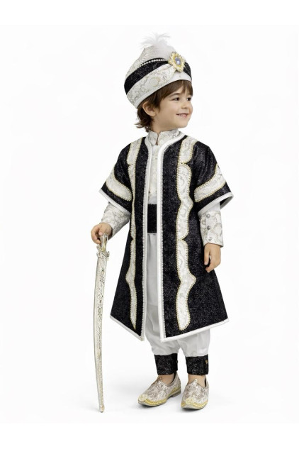 Desenli Şehzade Kahve Koyu Krem Sünnet Takımı