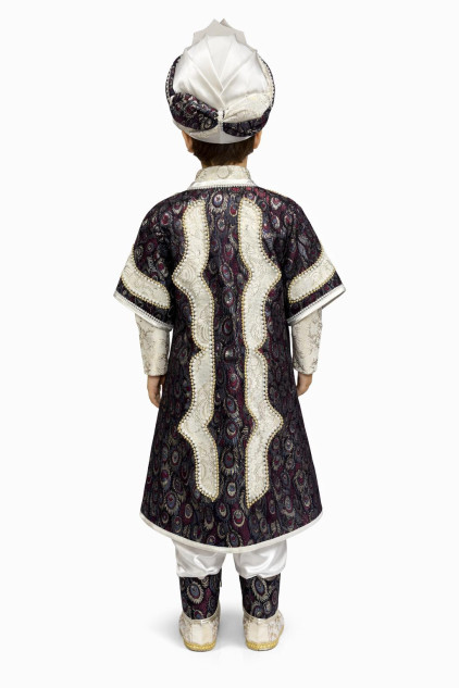 Desenli Şehzade Krem Bordo Göz Desen Sünnet Takımı