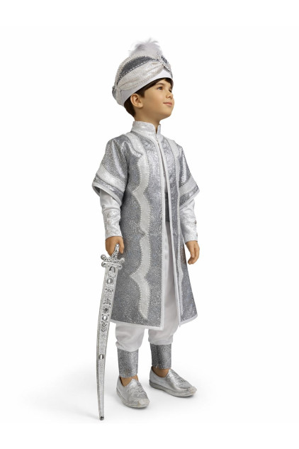 Desenli Şehzade Gri Beyaz Sünnet Takımı