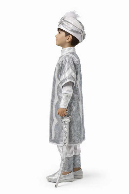 Desenli Şehzade Gri Beyaz Sünnet Takımı