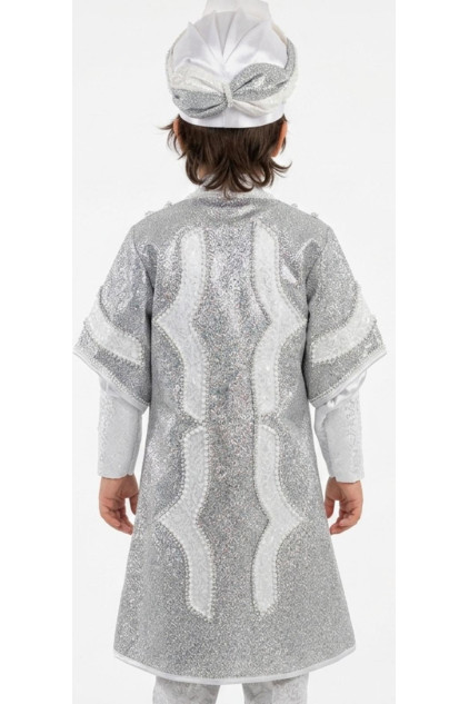 Desenli Şehzade Gri Beyaz Sünnet Takımı