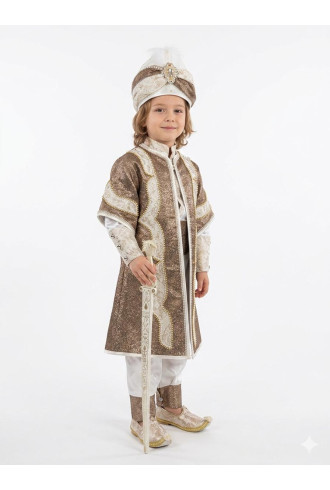 Desenli Şehzade Krem Koyu Kahve Sünnet Takımı