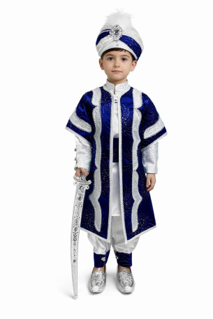 Desenli Şehzade Laci Beyaz Dal Baskılı Sünnet Takımı