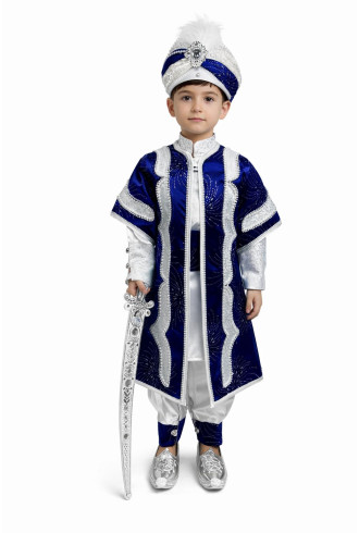 Desenli Şehzade Laci Beyaz Dal Baskılı Sünnet Takımı