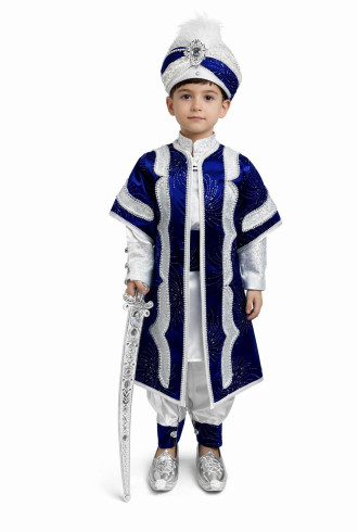 Desenli Şehzade Laci Beyaz Dal Baskılı Sünnet Takımı