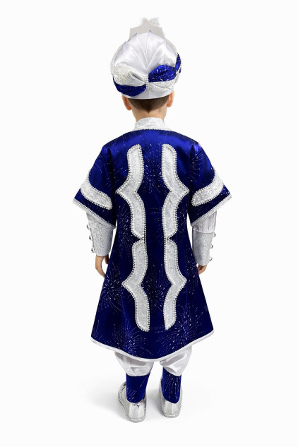 Desenli Şehzade Laci Beyaz Dal Baskılı Sünnet Takımı