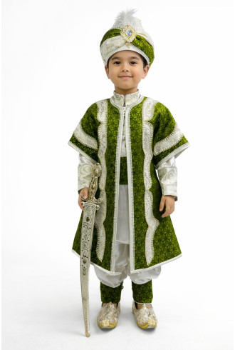 Desenli Şehzade Yeşil Krem Sünnet Takımı