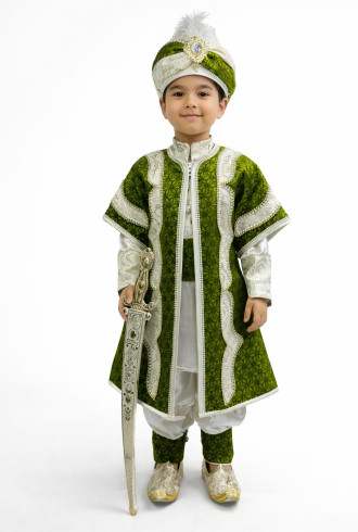 Desenli Şehzade Yeşil Krem Sünnet Takımı